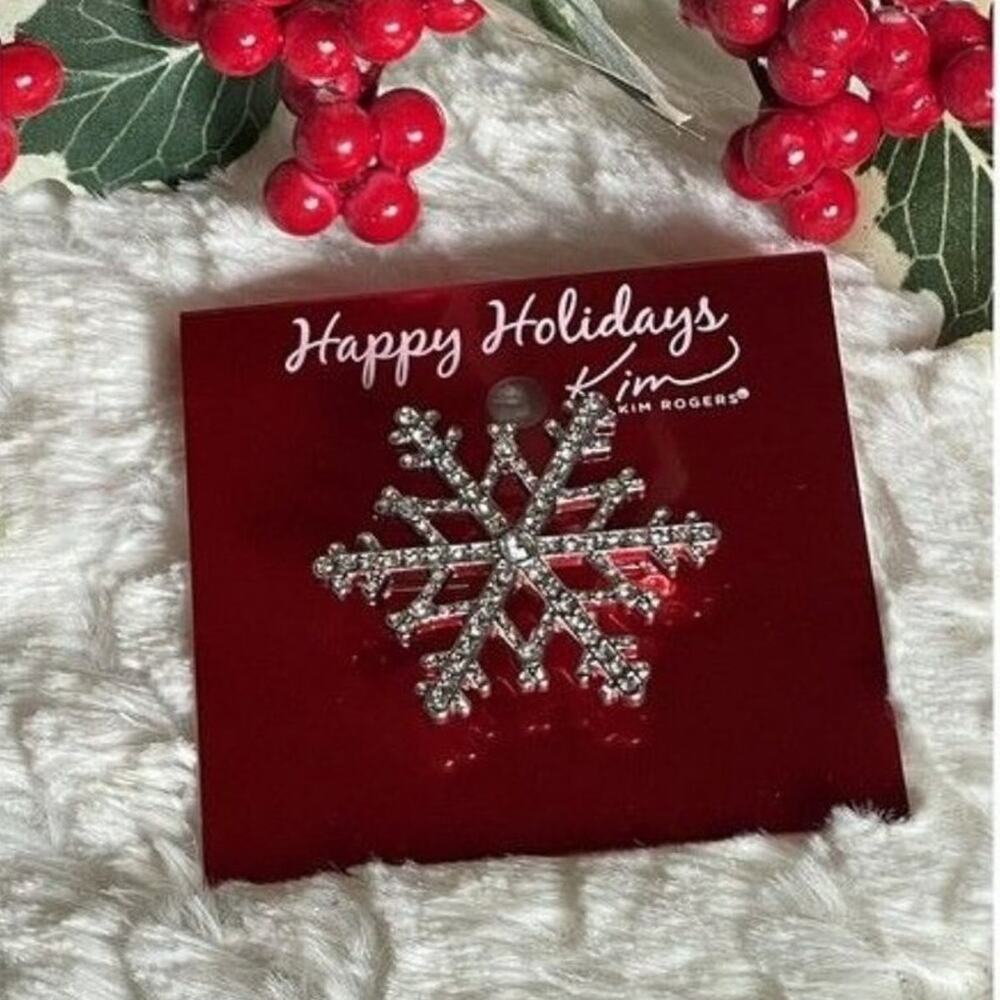 Kim Rogers · Snowflake Rhinestone Brooch Pin · Holiday Winter Sparkle Accessory